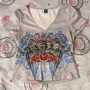 Cute ghrapic design y2k crop top